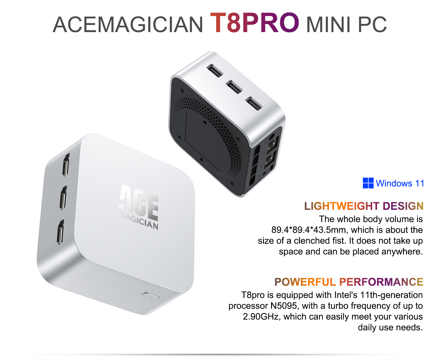 Acemagician T8 Pro intel celeron N5095 mini pc