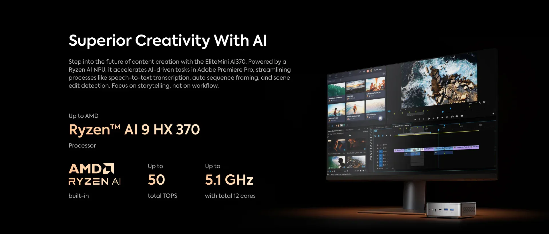 Minisforum Elite Mini AI 370 AMD Ryzen AI 9 HX 370 mini pc