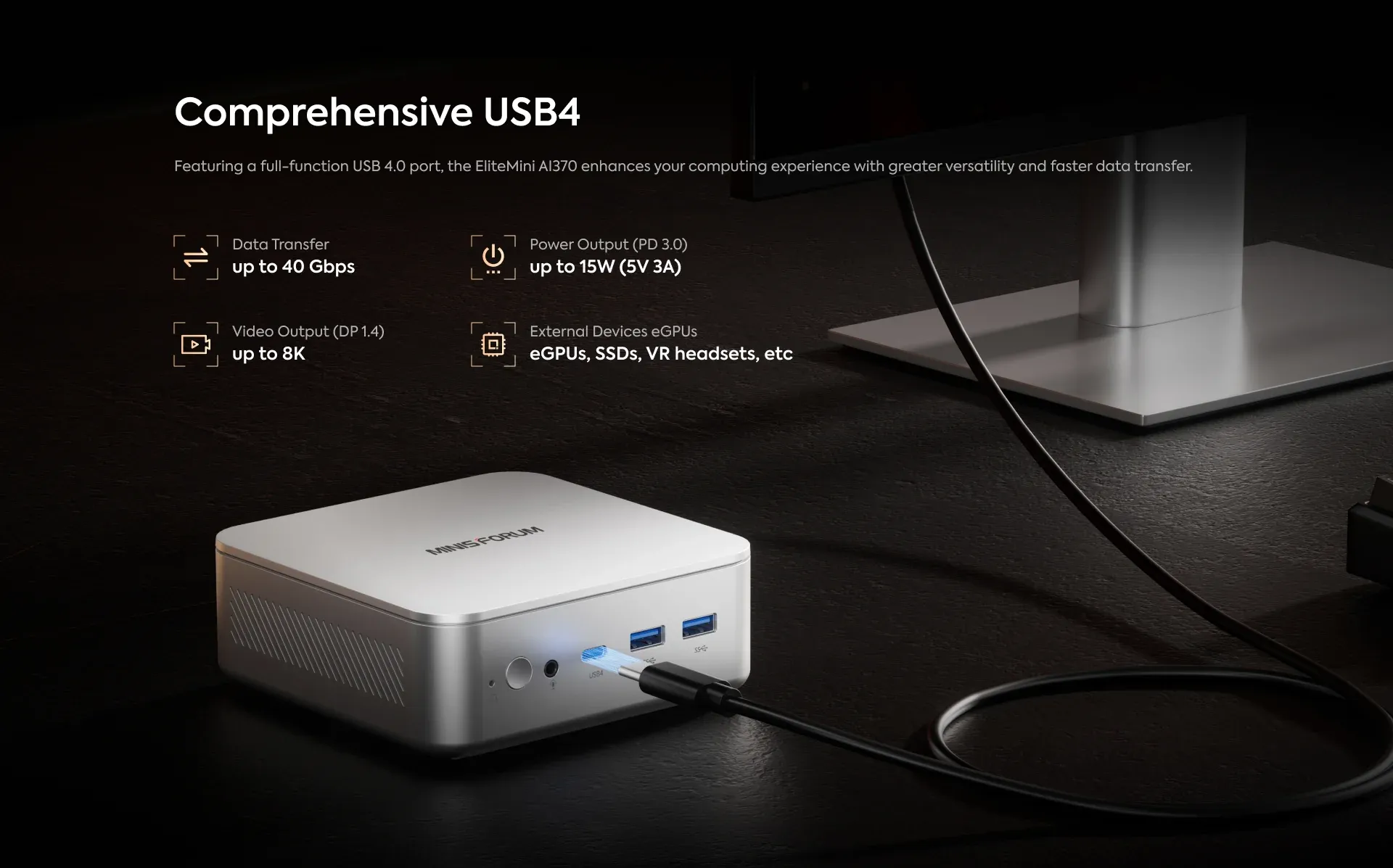 Minisforum Elite Mini AI 370 AMD Ryzen AI 9 HX 370 mini pc