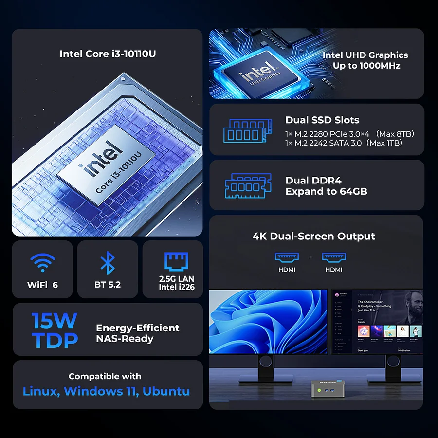 GMKtec NucBox G3 Pro Intel Core i3 10110U mini pc