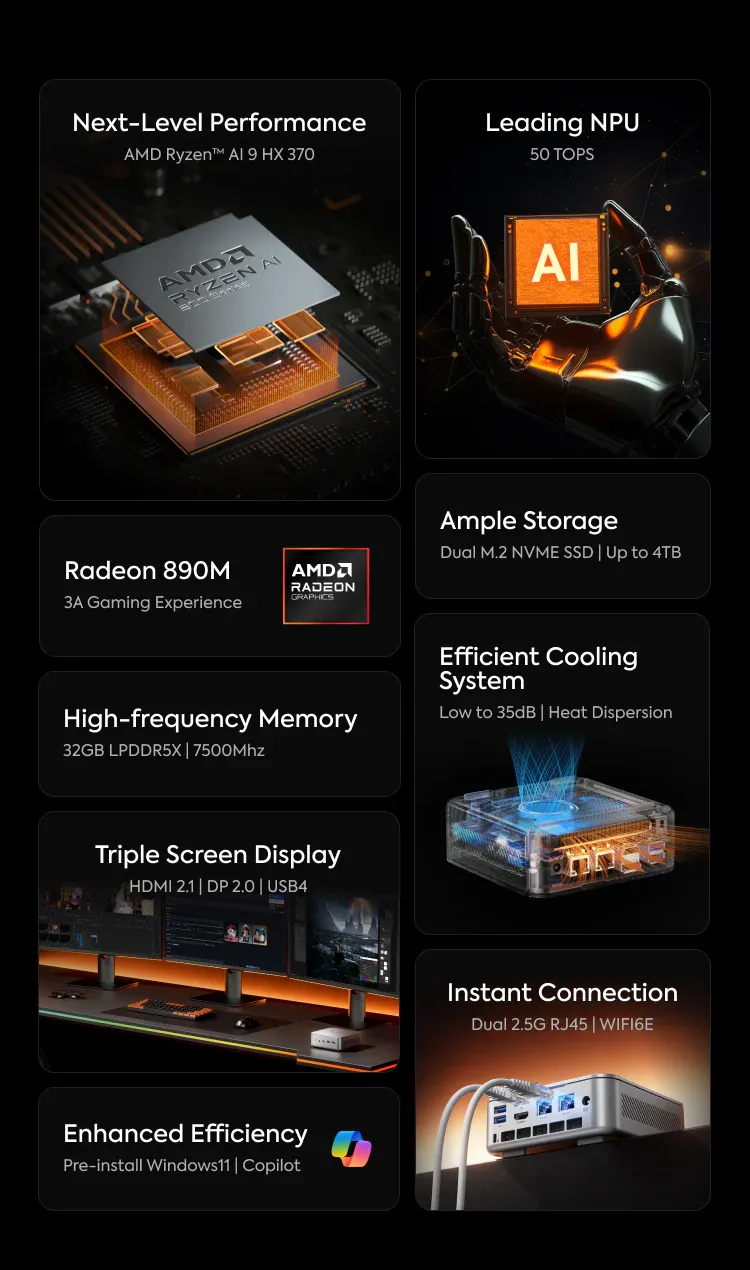 Minisforum Elite Mini AI 370 AMD Ryzen AI 9 HX 370 mini pc