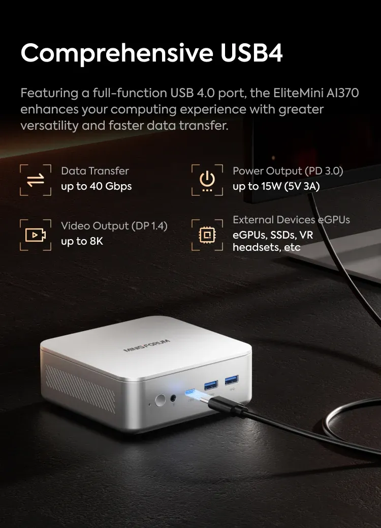 Minisforum Elite Mini AI 370 AMD Ryzen AI 9 HX 370 mini pc